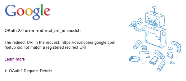 Error 400 screen - Bad request - Google+ API
